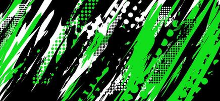 black, white, and green abstract background with grunge halftone brush strokes vector