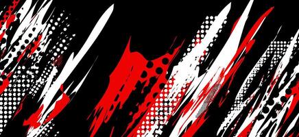 grunge halftone brush abstract background in black, white, and red vector