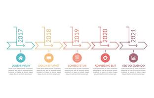 Horizontal timeline template with five arrows vector