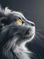 gray cat fluffy Persian pet on a gray background photo