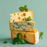 Aesthetic pieces of cheese photo
