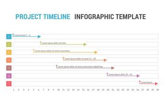 Gantt chart, project timeline with seven stages vector