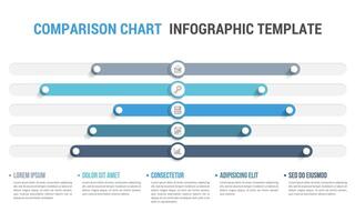 Comparison chart with five elements and legend, infographic template vector