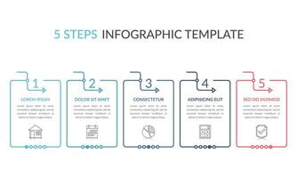 Infographic template with five elements with place for your text and icons vector