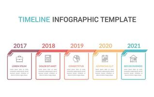 Horizontal timeline template with five elements vector