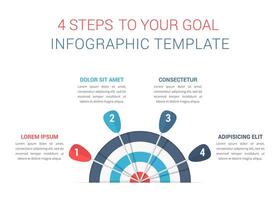Target with four arrows, four steps to your goal, infographic template vector