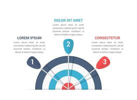 Target with three arrows, three steps to your goal, infographic template vector