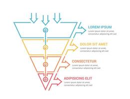 Funnel diagram with 4 elements, infographic template vector