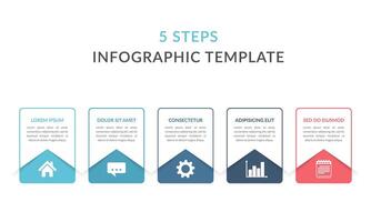 Infographic template with five elements with place for your text and icons vector