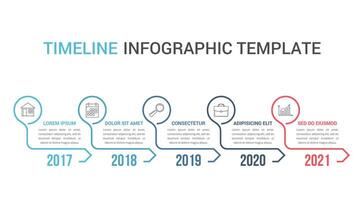 Horizontal timeline template with five arrows, infographic template vector