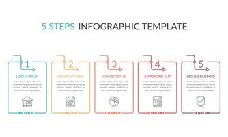 Infographic template with five elements with place for your text and icons, workflow, process chart vector