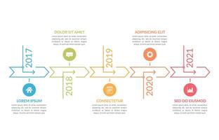 Horizontal timeline template with five arrows vector