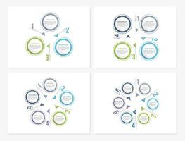 Four circle diagram templates - 3, 4, 5 and 6 elements, infographic templates vector