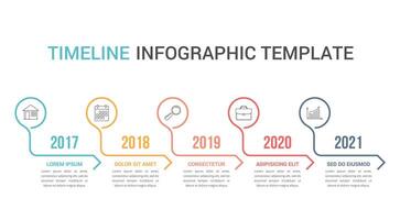 Horizontal timeline template with five arrows, infographic template vector