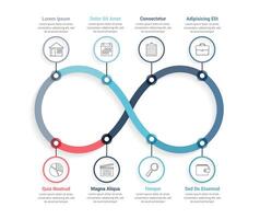 Process diagram with eight steps, infinity shape vector