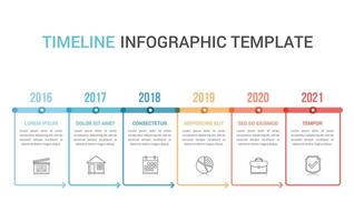 Horizontal timeline template with six arrows vector