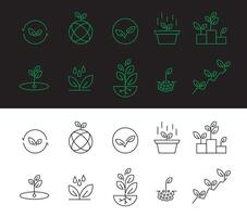 Set of line icons related to upskill, upscaling, personal growth, development, education, career. ecology style, organic business grow, Outline icon collection. Editable stroke. line style vector