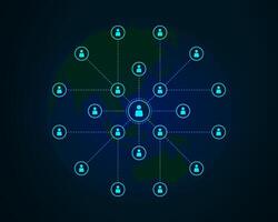 Global business network, digital technology, data exchange concept. Business Intelligence and cloud computing, digital marketing, data processing and blockchain technology management vector