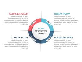 Circle diagram template with four steps or options vector