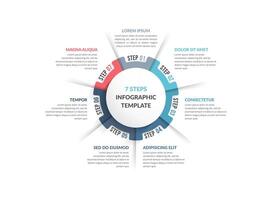 Circle diagram template with seven steps or options, infographic template vector
