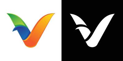 Logo bird V Letter abstract design Logotype icon vector