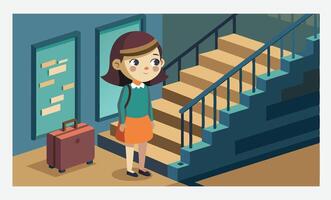 Spectacular Isometric of a Girl Standing in Front of a Scene Captivating and Detailed Design vector