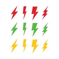 Lightning bolt icons set isolated on white background vector