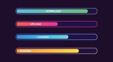 Colorful Loading Bar Set. Modern Web Element Collection vector