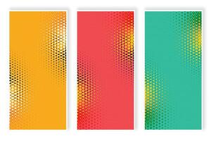Cover set of abstract fluorescent. Vertical stripes with contrasting colors. Geometric texture, halftone pattern, satured colors. Modern design, vivid color template. vector
