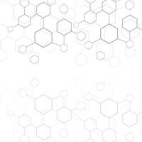 Digital technology background. Abstract hexagons background with black lines and dots. Design for science, medicine or technology vector
