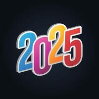 Numbers 2025 white outline multicolored background. vector