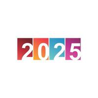 White numbers 2025 inside colorful squares. vector