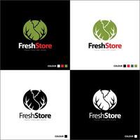 fresh store vegetables cabbage logo set template design vector