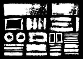 White paint brush strokes element set. Color block, square, and circle brushes. vector