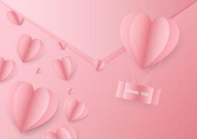 Expressing heartfelt gratitude with letter, adorned with a paper heart and a pink balloon, against a serene background of love and appreciation. illustration background vector