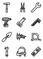tools equipment object Icon mechanic, labor day concept line stroke illustration isolated on a white background. vector