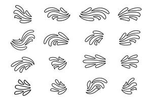 set of hand-drawn outline Ray Burst Accent Flourish, doodle swashes text elements word emphasis brush stroke, important characters text highlighters accents marks Decorative element vector