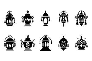 lantern icon set. Islamic lantern element set for ramadan in silhouettes. vector