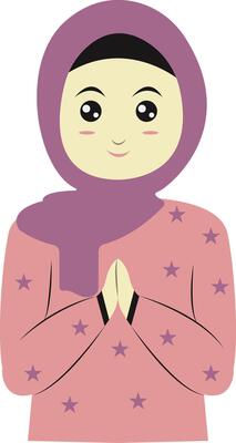 Muslim Greeting Pose Eid Mubarak Character with Both Hand.