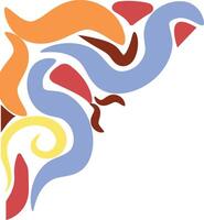 Groovy Corner Frame with Abstract Pattern Design. Icon in 70s Style. vector