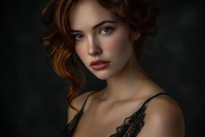 Feminine Grace. Stunning Woman Embracing Natural Beauty and Timeless Style photo
