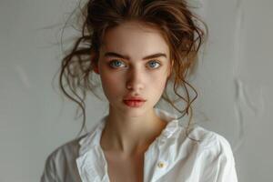 Elegant and Radiant Woman. Captivating Beauty in Graceful Poses and Stylish Fashion photo