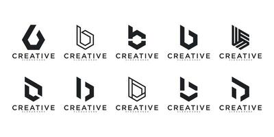 Set of abstract initial letter B logo design. Premium vector