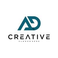 AD letter logo design with modern style. Preamium vector