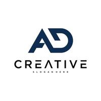 AD letter logo design with modern style. Preamium vector