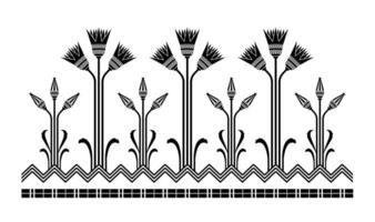 Seamless illustration based on the Egyptian national ornament with lotus flower in a linear style. vector