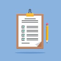 clipboard with pencil and paper. illustration of stationery for filling out documents. suitable for poster use and web icons vector