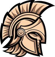 Intricate illustration of a fierce Spartan warrior helmet - Head of the person in a helmet vector