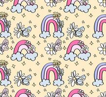 boho rainbow and butterfly pattern for nursery wallpaper. vector