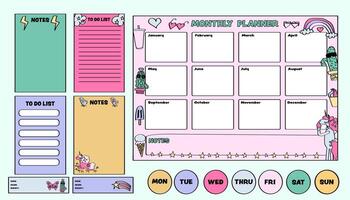 collection of to-do lists, checklists and monthly planner templates. vector